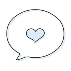 落書きのようなラフな手描きのハートイラスト 水色 青 ブルー