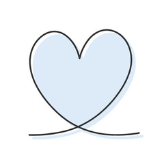 落書きのようなラフな手描きのハートイラスト 水色 青 ブルー