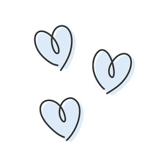 落書きのようなラフな手描きのハートイラスト 水色 青 ブルー