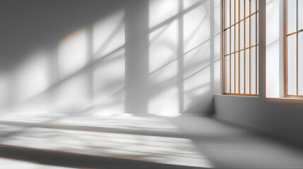 Obraz premium shadow overlay effects of realistic abstract windows shadow on white background, Summer sunlight and shadow overlay effect, shadow for photo interior backdrop studio mockup 