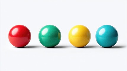 Naklejka premium Four colorful spheres in a row against a clean white background