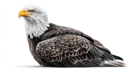 Obraz premium Majestic bald eagle portrait against a clean white background