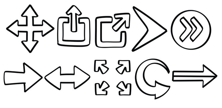 Set of hand drawn Arrows theme Isolated Vector