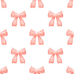 Seamless Pattern of Pink Bows 