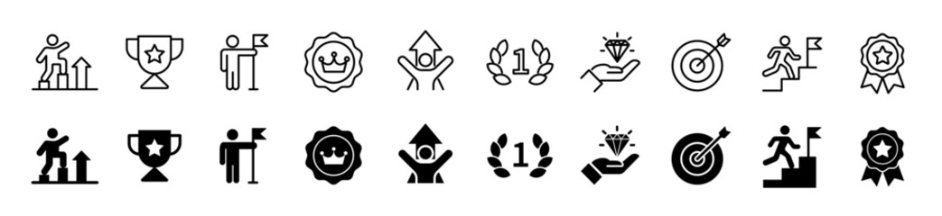 Success icon set. Personal growth and business development symbol. Vector illustration.