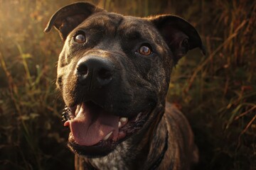 Enjoying a playful afternoon with a happy dog in a sunlit field surrounded by tall grass and vibrant sunlight, capturing joyful moments and companionship in nature's beauty