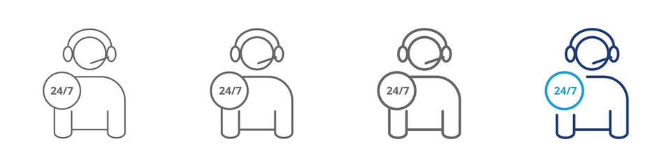 Customer service and support icon set. Call center, contact, 24 hour chat answer, guidance, info, message, question, faq. Vector illustration.