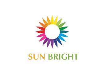 Fototapeta premium Colorful sunburst with vibrant petals and text.