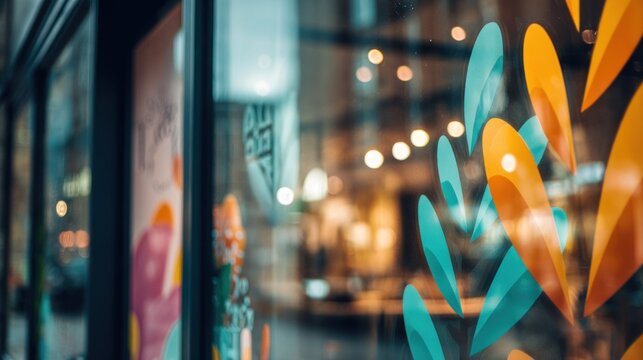 Colorful window graphics display