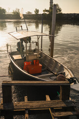 coastal fishing village with small working boats