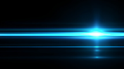 Transparent blue cyan neon glowing with horizontal light line rays beam flare glow shine streak futuristic shimmer radiant energy effect luminous background 