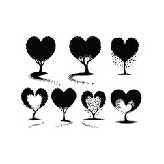 Heart-Shaped Tree With Falling Petal Leaves.