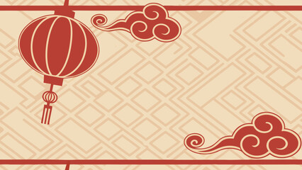 Festive chinese new year background with lantern and cloud design