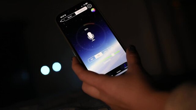 LED string lights react to voice input, changing colors or brightness. Demonstrates hands-free smart lighting interaction.