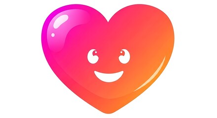 Heart character with a cheerful face and gradient coloring smiles.