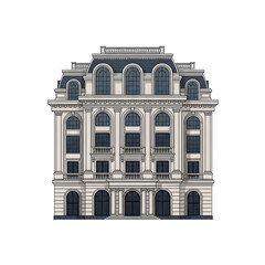 Elegant Architectural Illustration of a Grand Building Facade.