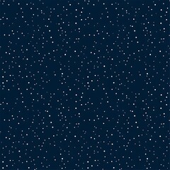 Dark background covered in white specks and dots creates a celestial pattern.