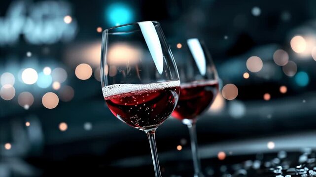 This is a short video of fun and excitement showing glasses with festive liquid, conveying joyful emotions