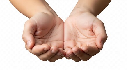 Open cupped hands extended forward, ready to receive something.