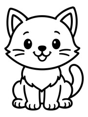 Obraz premium Cute Cartoon Kitten: A charming and friendly cartoon kitten with big eyes and a playful expression, ready to brighten any project.