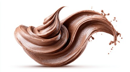 Swirling chocolate frosting isolated on a white background, perfect for desserts