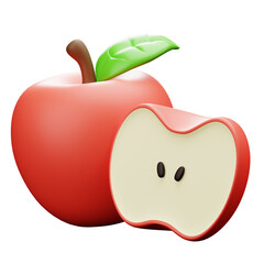 3D Stylized Apple, Fruits and Nature Healthy Food theme design element