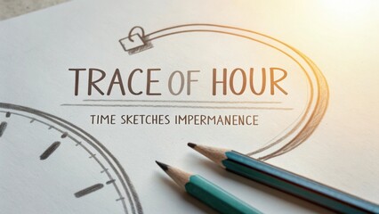 Creative illustration showcasing the concept of time with a clock graphic and artistic pencils emphasizing impermanence