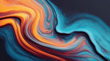 Obraz premium Abstract fluid art with vibrant colors and flowing lines