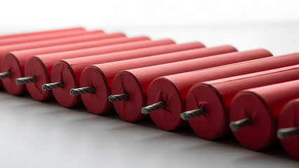 Naklejka premium Row of red firecrackers ready for celebration during Chinese New Year 