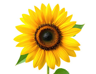 Naklejka premium Upward-facing sunflower with yellow petals & dark center