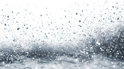 Obraz premium Winter snow particles and frosty elements overlay on white background. 