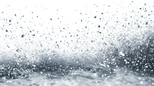 Winter snow particles and frosty elements overlay on white background. - Powered by Adobe