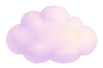 Soft pastel purple dream cloud illustration on transparent background, symbolizing fantasy, imagination, and peaceful weather