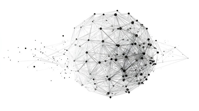 Network connections concept, geometric sphere with lines and dots isolated on white background Stock Illustration - Powered by Adobe