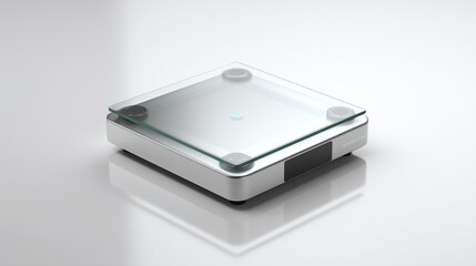 Sleek, modern digital scale with clear glass and silver finish design.