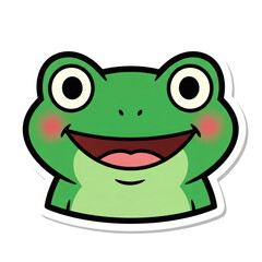 Obraz premium Smiling cartoon frog with transparent background and cute expression