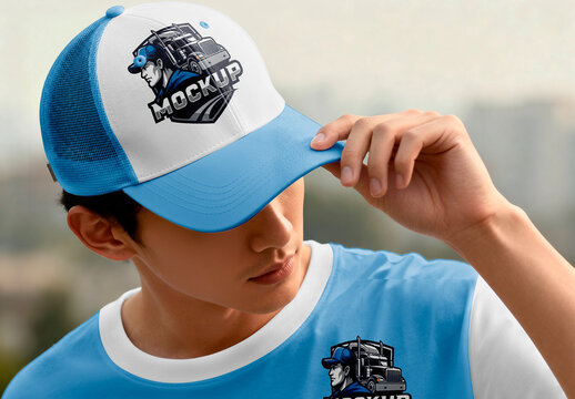 Trucker Cap Mockup On Male Model