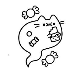 Pusheen cat and Halloween sweets doodle clipart collection