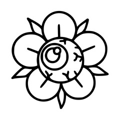 mystic flower eye symbol outline vector