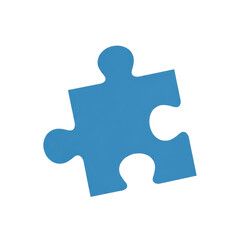 Fototapeta premium Blue jigsaw puzzle piece with transparent background