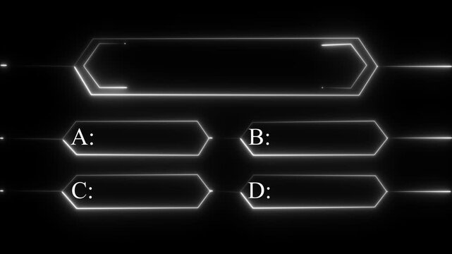 White Neon Graphic Interface with Four Choice Options ABCD light