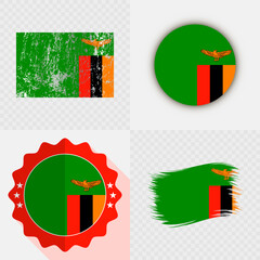 Zambia National Flag Icon Collection.