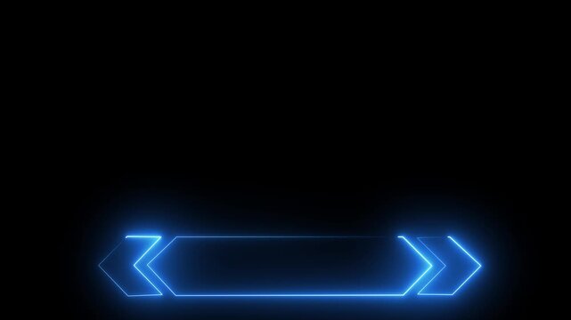 Futuristic Neon Blue Hexagonal Frame with Arrows on Black Background image photo