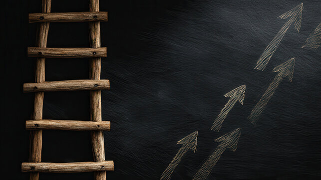 Teacher growth mindset ladder concept showing upward arrows symbolizing progress and learning motivation