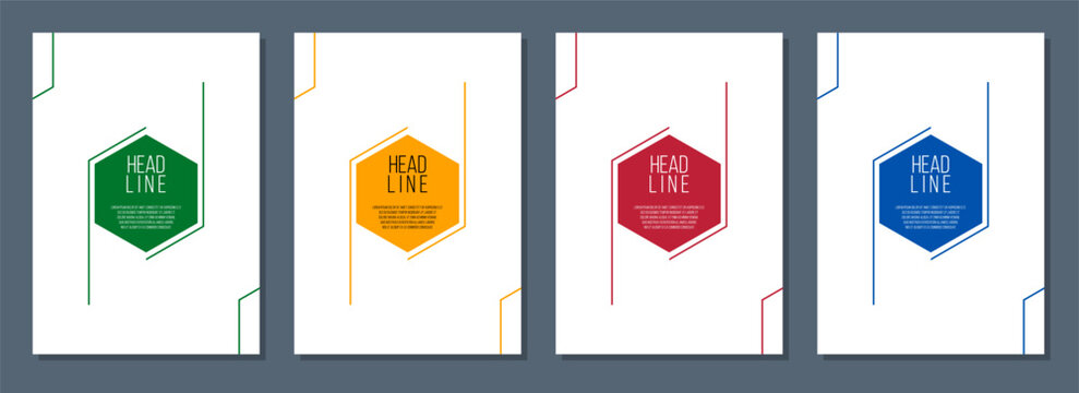 corporate annual report template collection, company identity brochure, business presentation vertical pages vector set, colorful abstract geometric minimalistic cover - Powered by Adobe