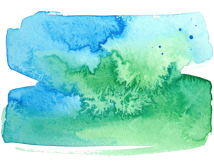Watercolor brushstroke blue to green blend