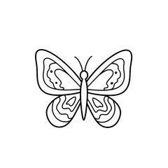 Intricate butterfly line art on transparent background with abstract wing patterns
