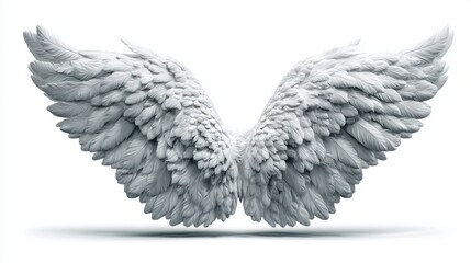 Obraz premium Elegant white angel wings isolated on a clean white background