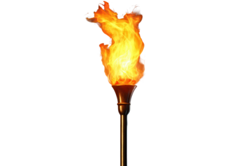 Flaming torch emits bright flames against a dark background, creating a striking visual contrast and evoking warmth during an evening gathering or celebration