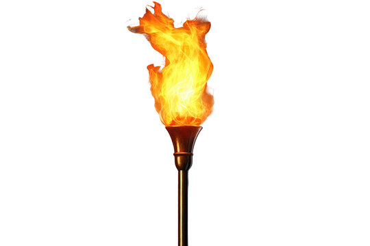 Flaming torch emits bright flames against a dark background, creating a striking visual contrast and evoking warmth during an evening gathering or celebration